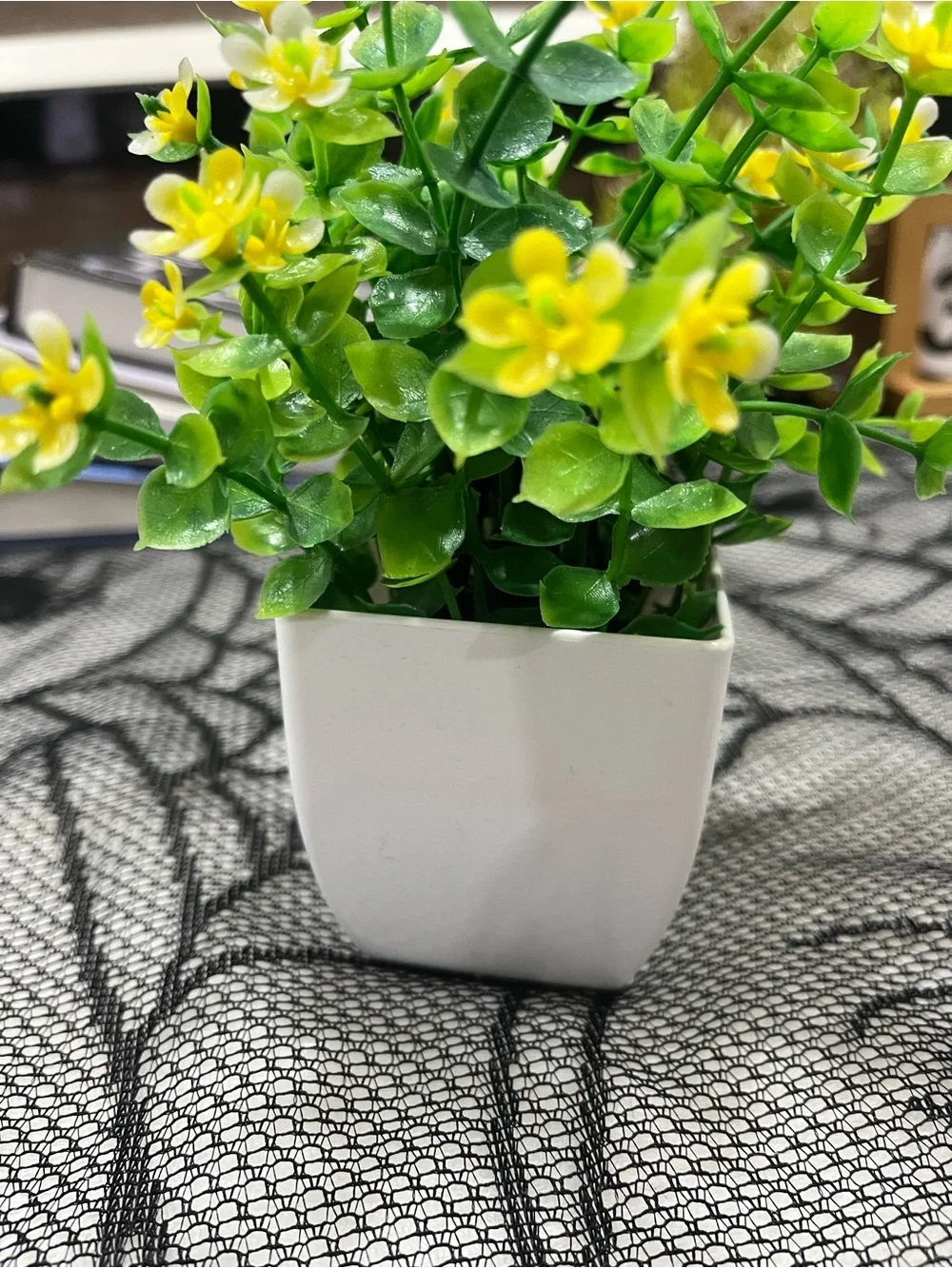 Artificial Yellow & Green Potted Plant Home Accent - Unbranded
